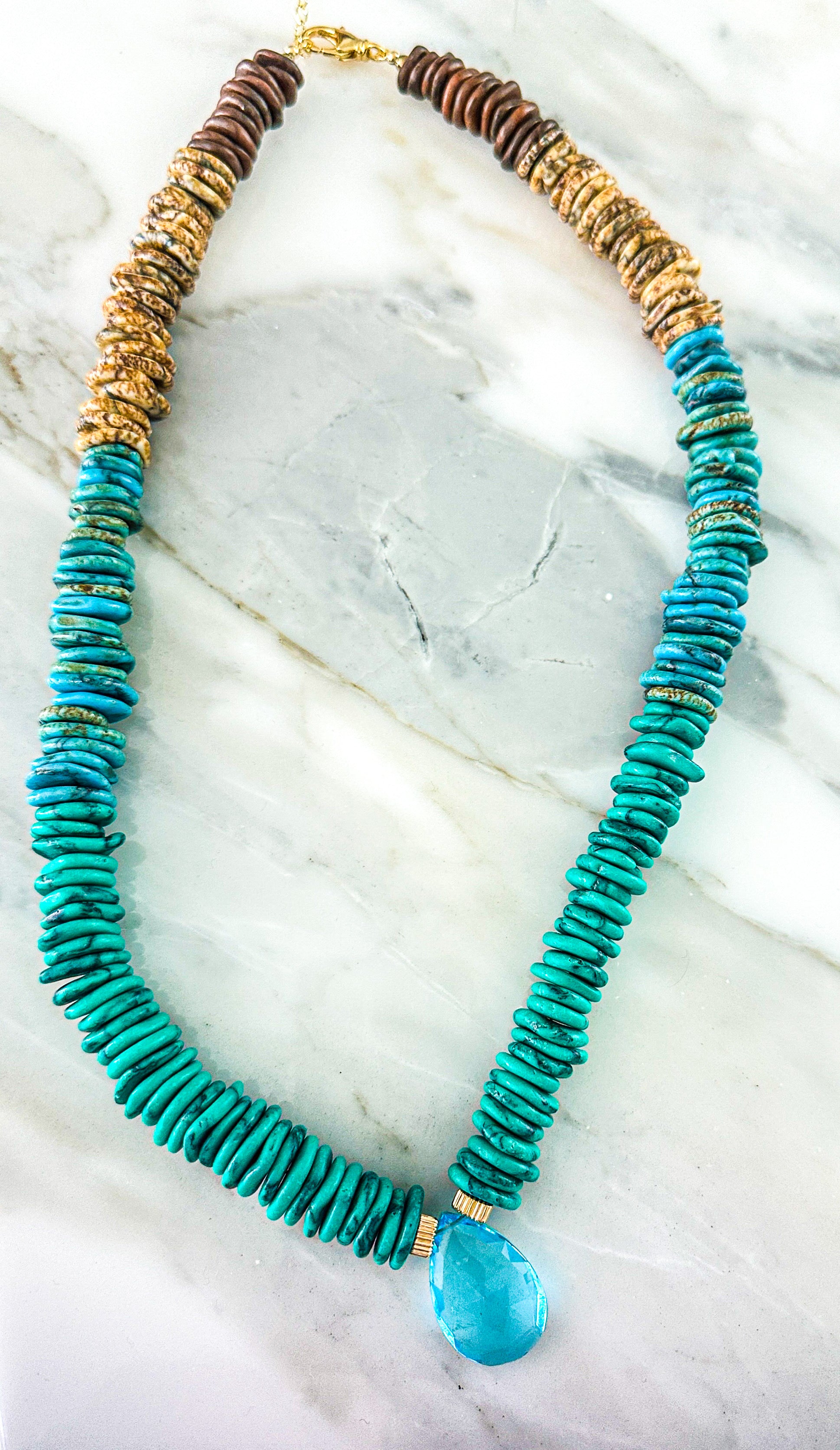 Topaz Quartz Center Turquoise Necklace