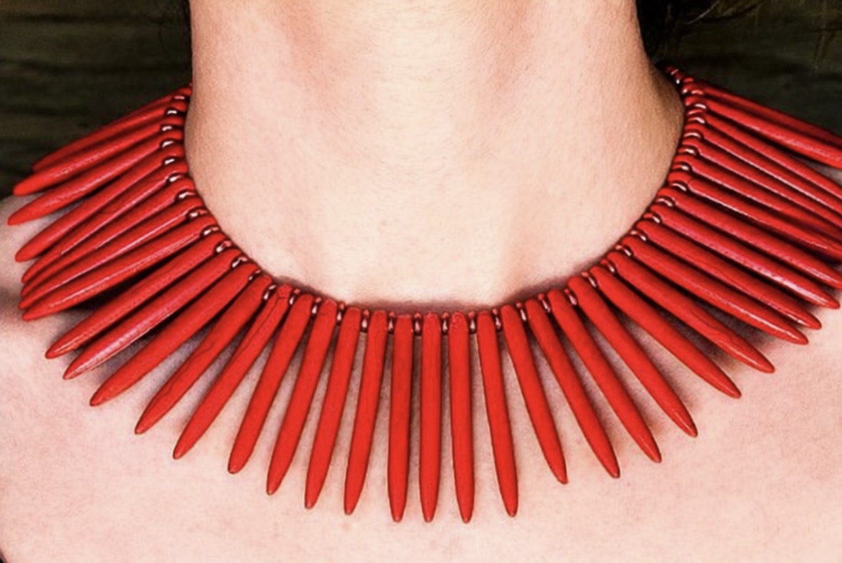 Wine Red Turquoise Spear Necklace