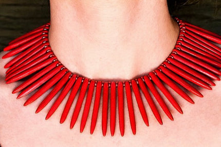 Wine Red Turquoise Spear Necklace