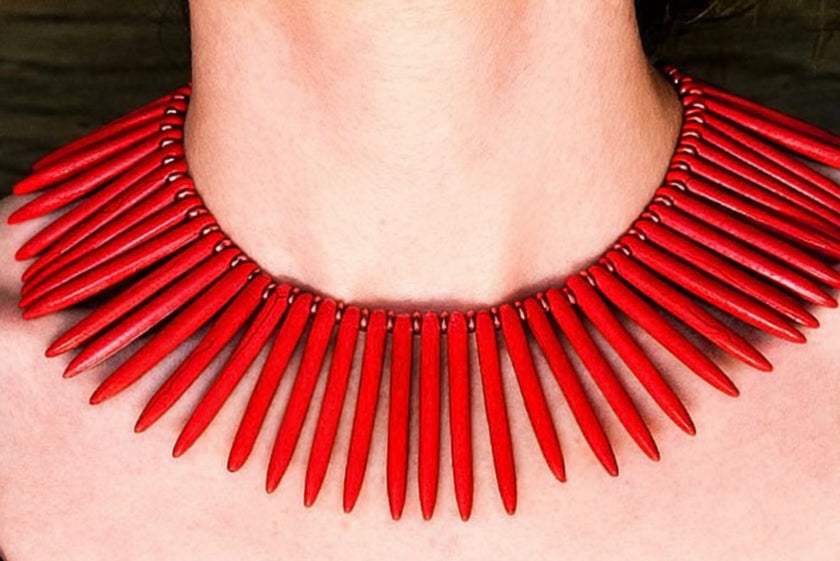 Wine Red Turquoise Spear Necklace