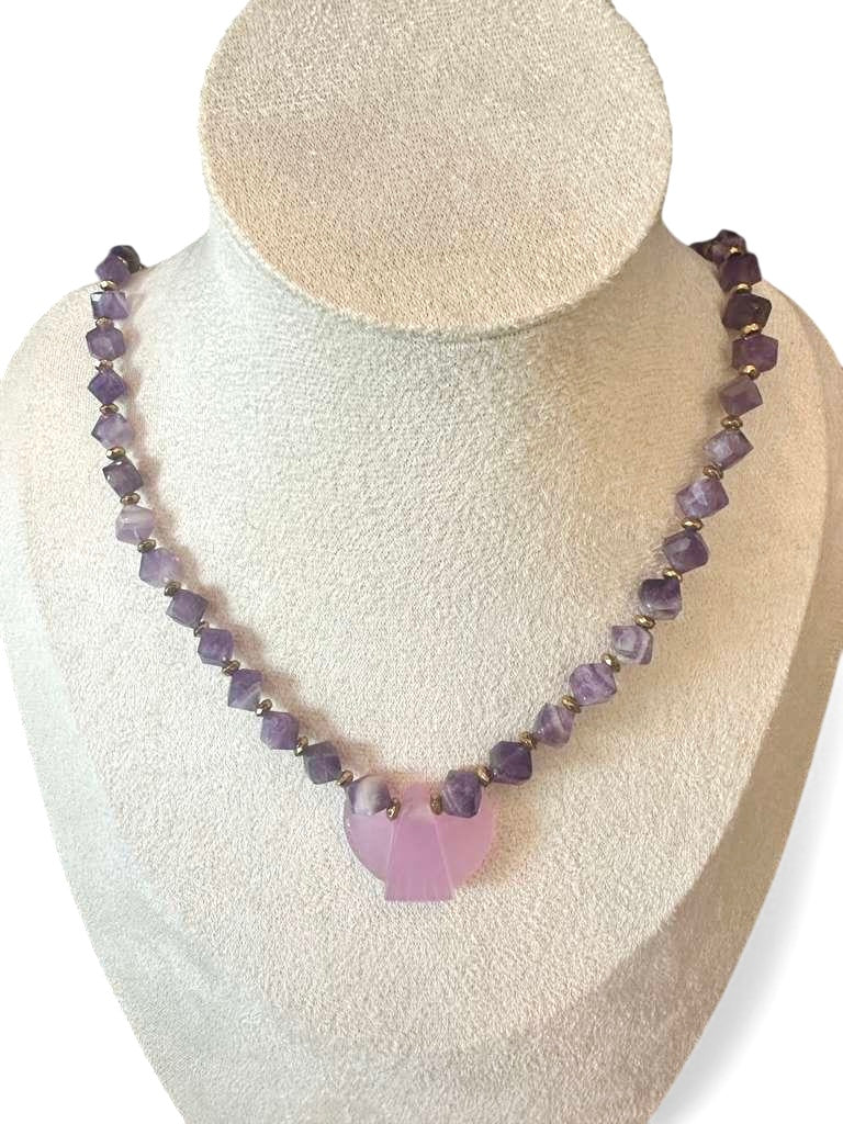 Amethyst Bird Center Lariat Necklace