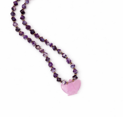 Amethyst Bird Center Lariat Necklace