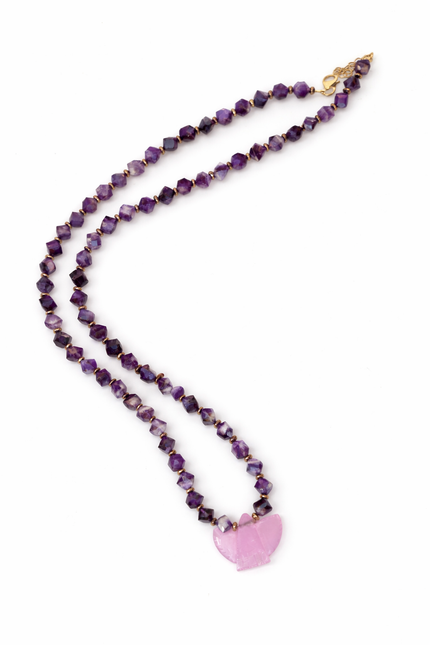 Amethyst Bird Center Lariat Necklace