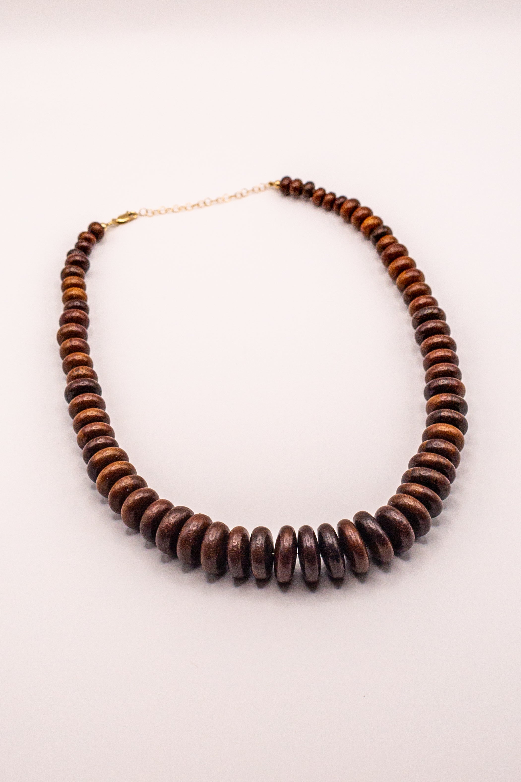 Graduated Polished Wood Beads Necklace