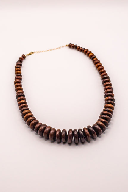 Graduated Polished Wood Beads Necklace