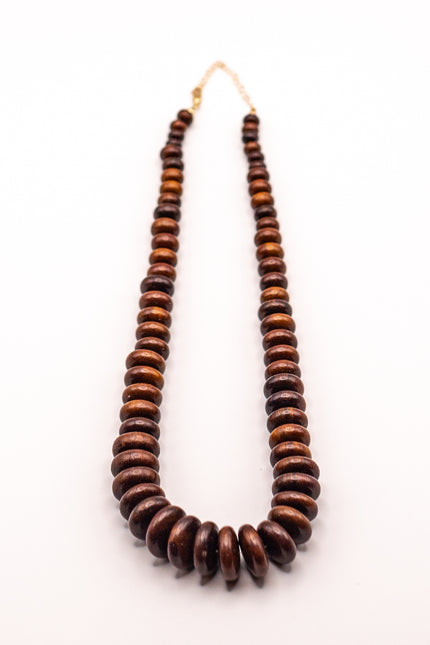 Graduated Polished Wood Beads Necklace