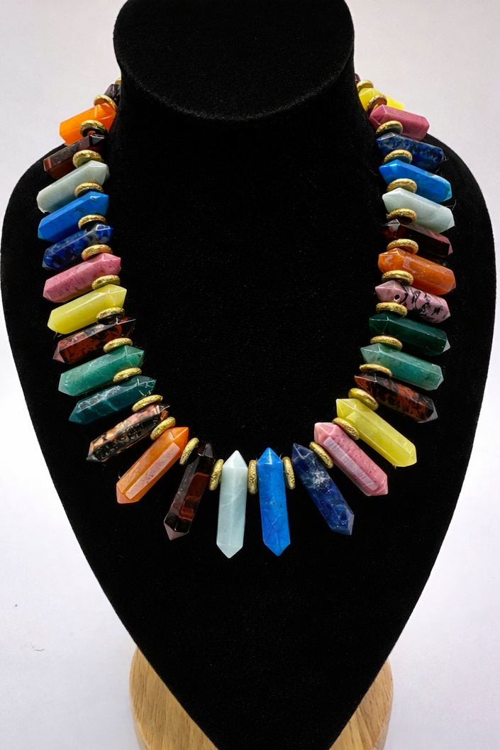 Mixed Gemstones Obelysk Necklace