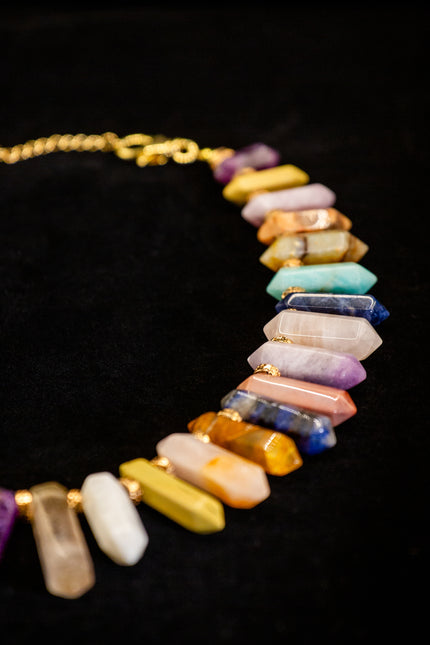 Mixed Gemstones Obelysk Graduated Necklace