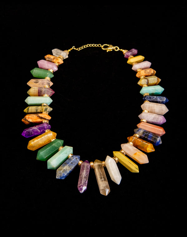 Mixed Gemstones Obelysk Graduated Necklace