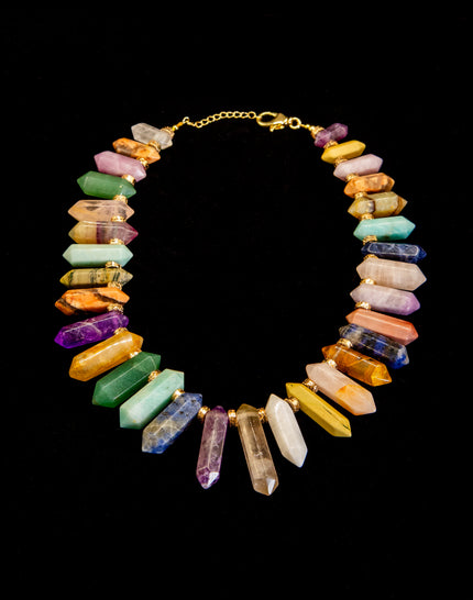 Mixed Gemstones Obelysk Graduated Necklace