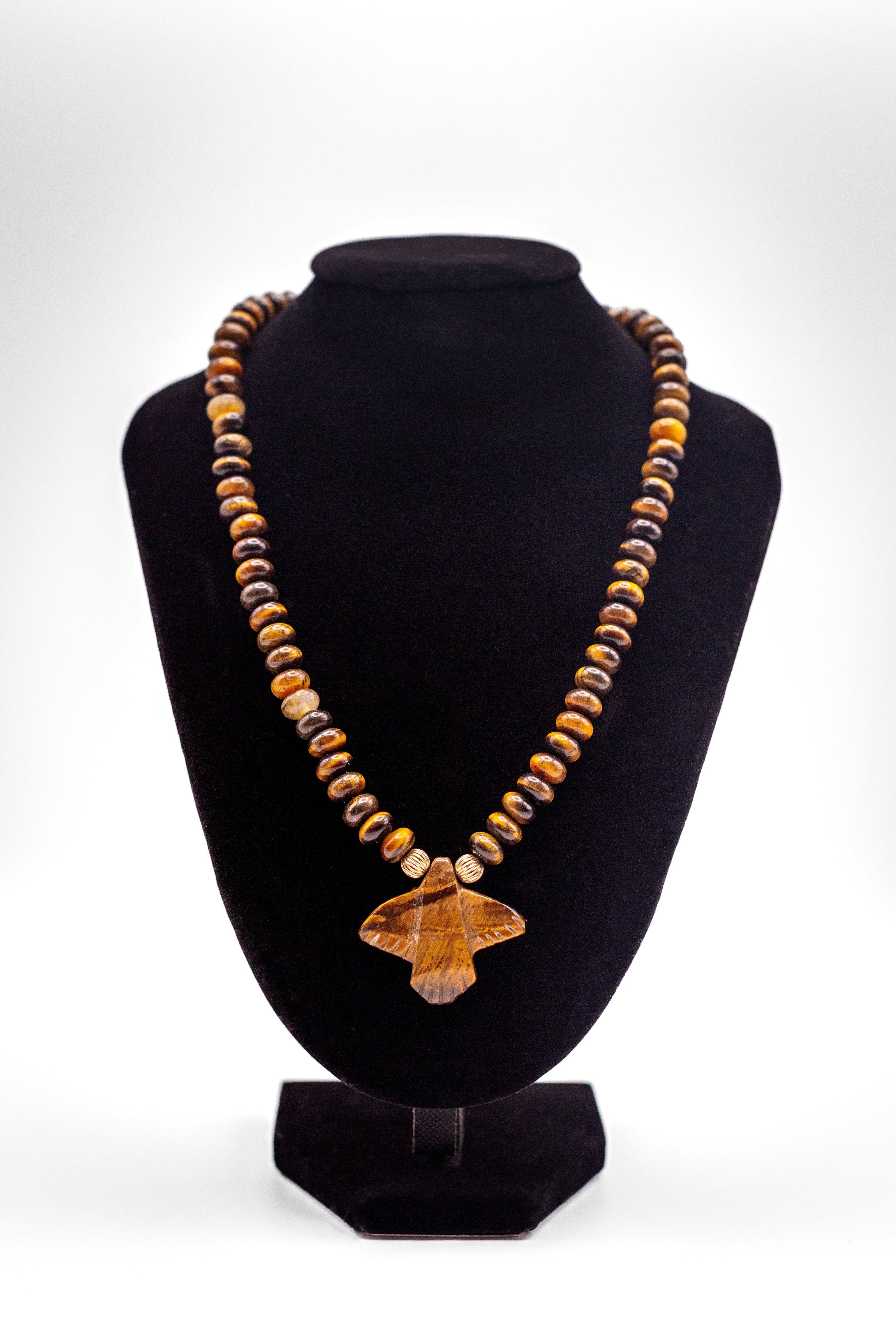 Tiger Eye Bird Beaded Necklace