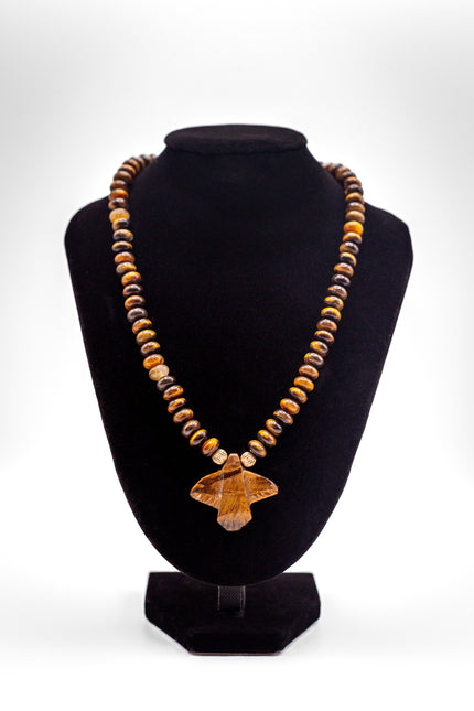 Tiger Eye Bird Beaded Necklace
