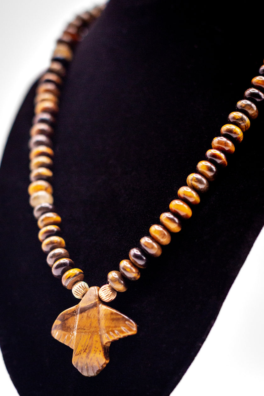 Tiger Eye Bird Beaded Necklace