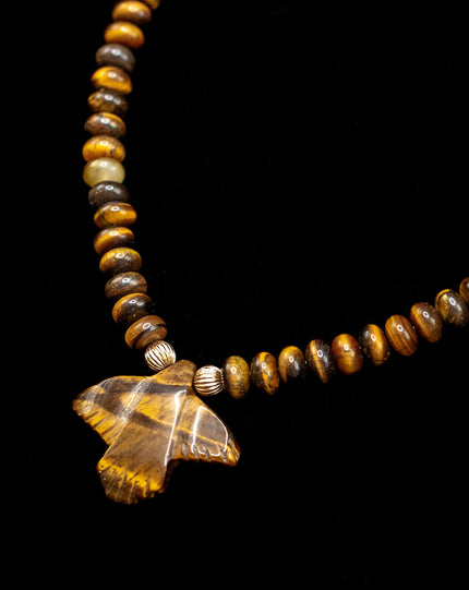 Tiger Eye Bird Beaded Necklace