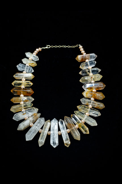 Medium Golden Healer Quartz Obelysk Necklace