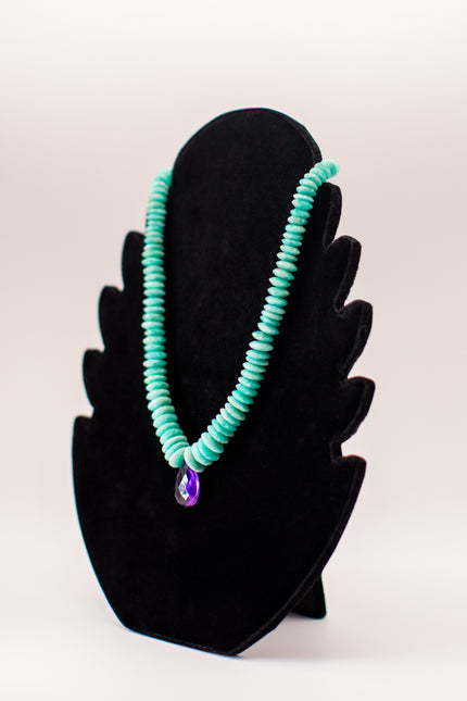 Faceted Amazonite & Amethyst Teardrop Necklace