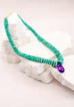 Faceted Amazonite & Amethyst Teardrop Necklace