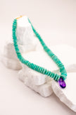 Faceted Amazonite & Amethyst Teardrop Necklace