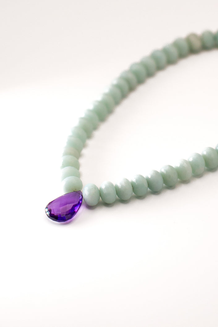 Amazonite & Amethyst Teardrop Necklace