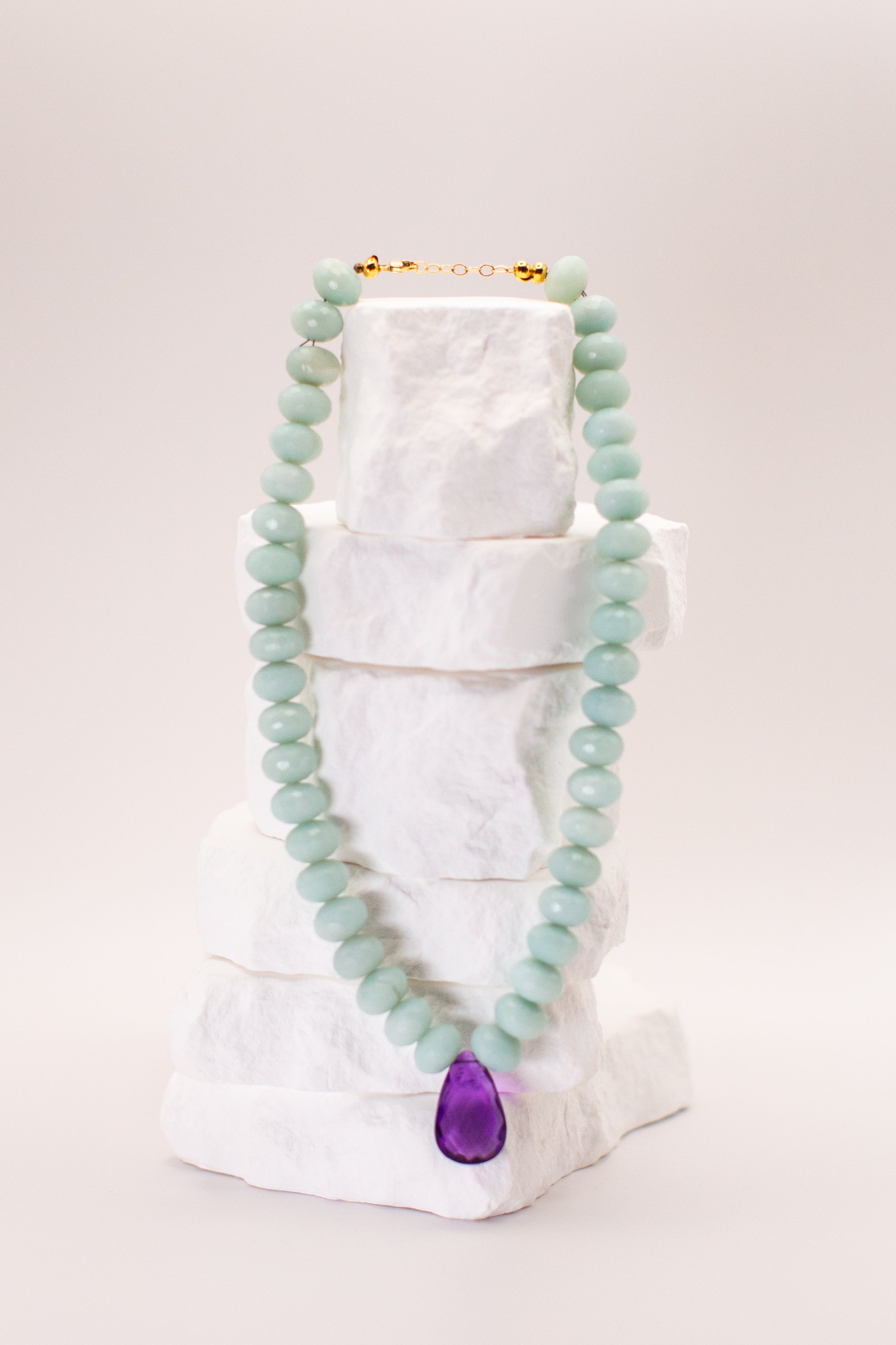 Amazonite & Amethyst Teardrop Necklace