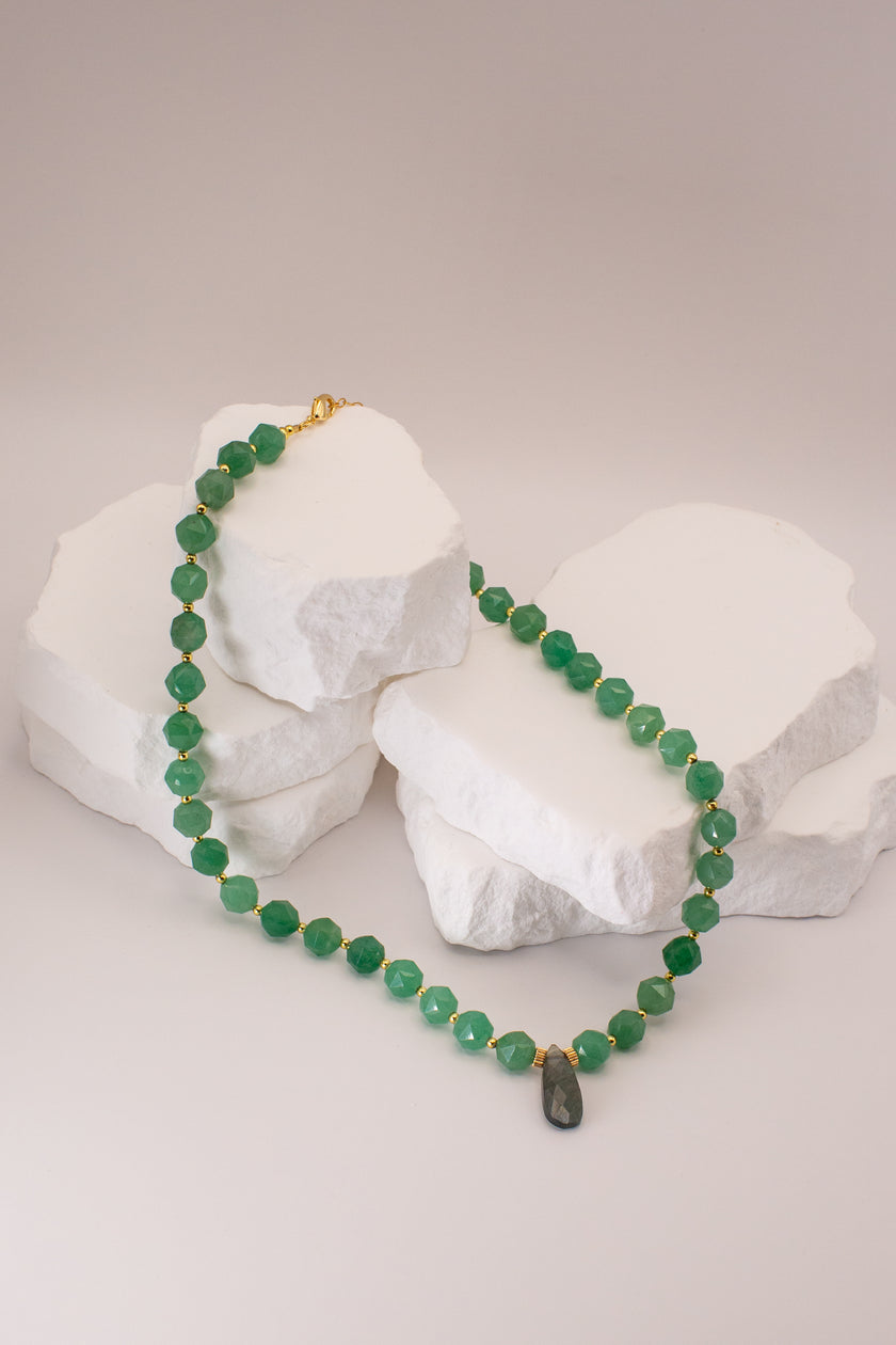 Green Aventurine & Labradorite Center Necklace