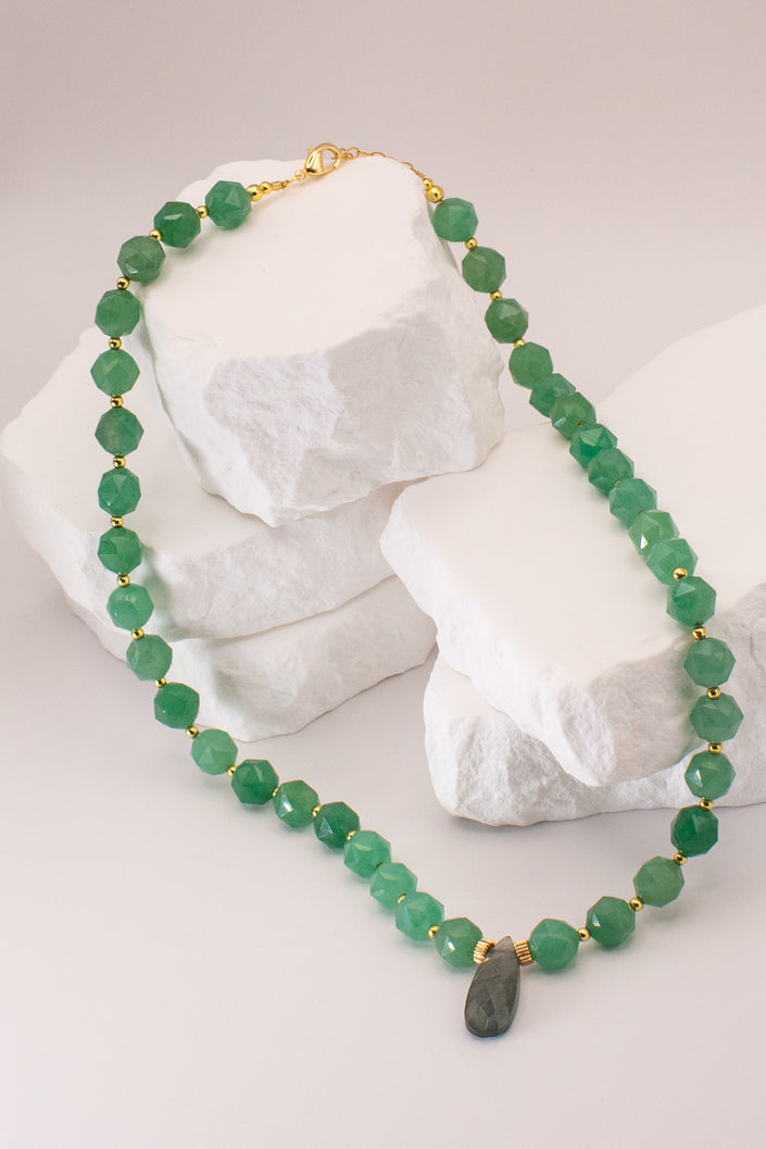 Green Aventurine & Labradorite Center Necklace