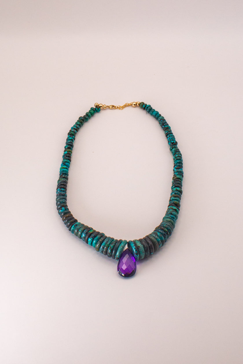 Graduated Turquoise Discs & Amethyst Center