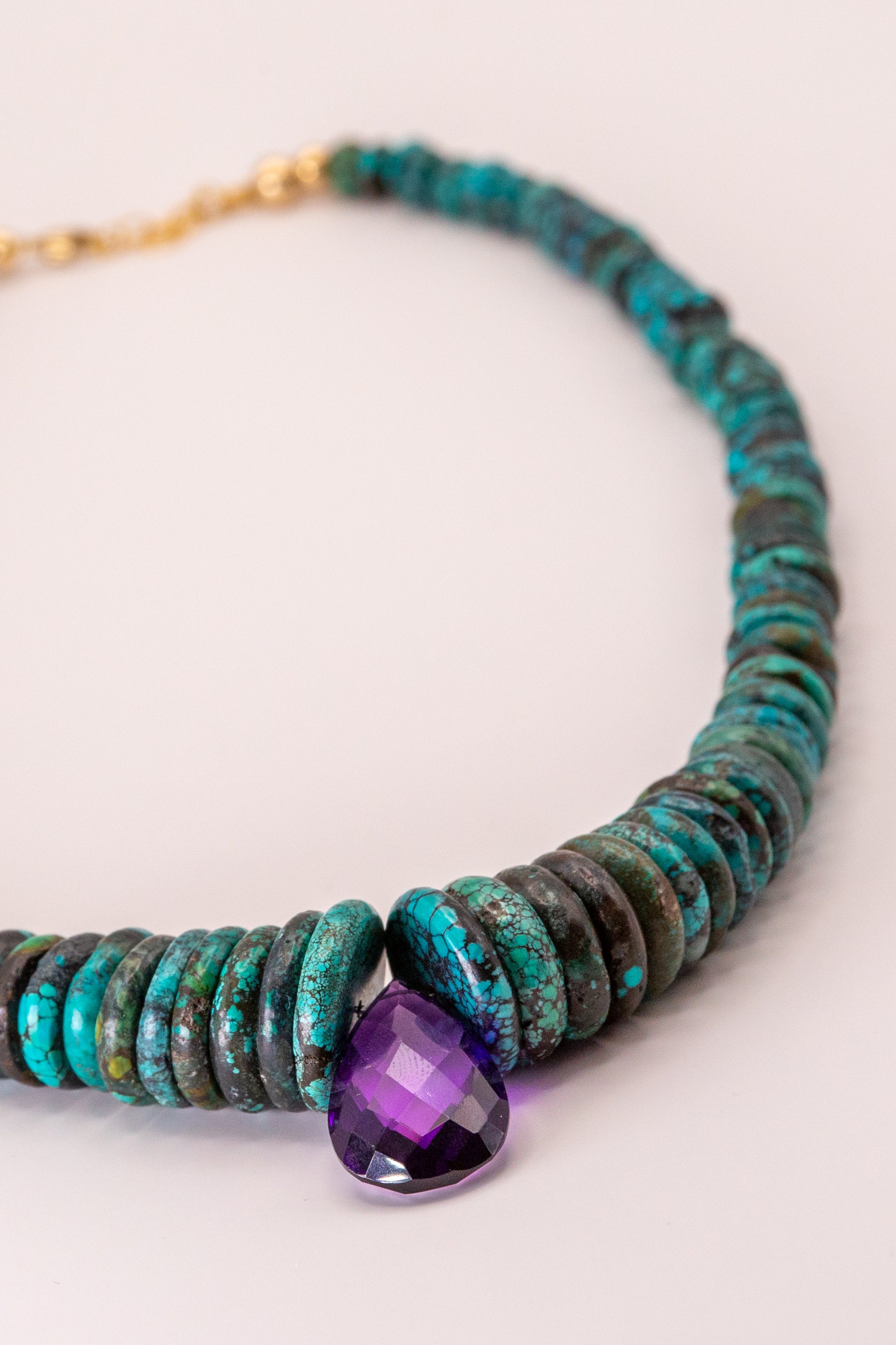 Graduated Turquoise Discs & Amethyst Center