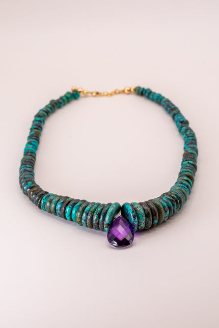 Graduated Turquoise Discs & Amethyst Center