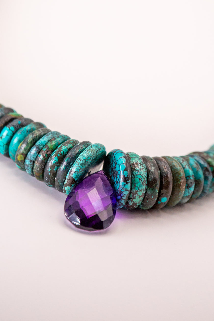 Graduated Turquoise Discs & Amethyst Center