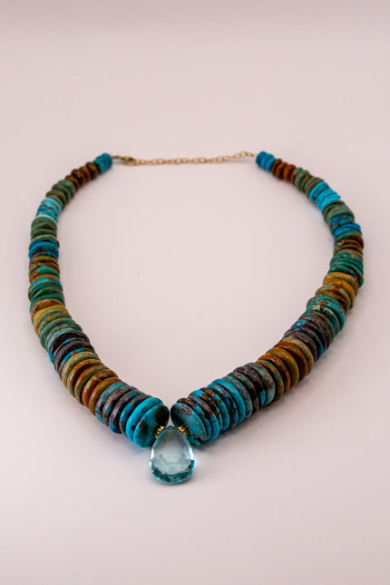 Teardrop Aquamarine Center Necklace