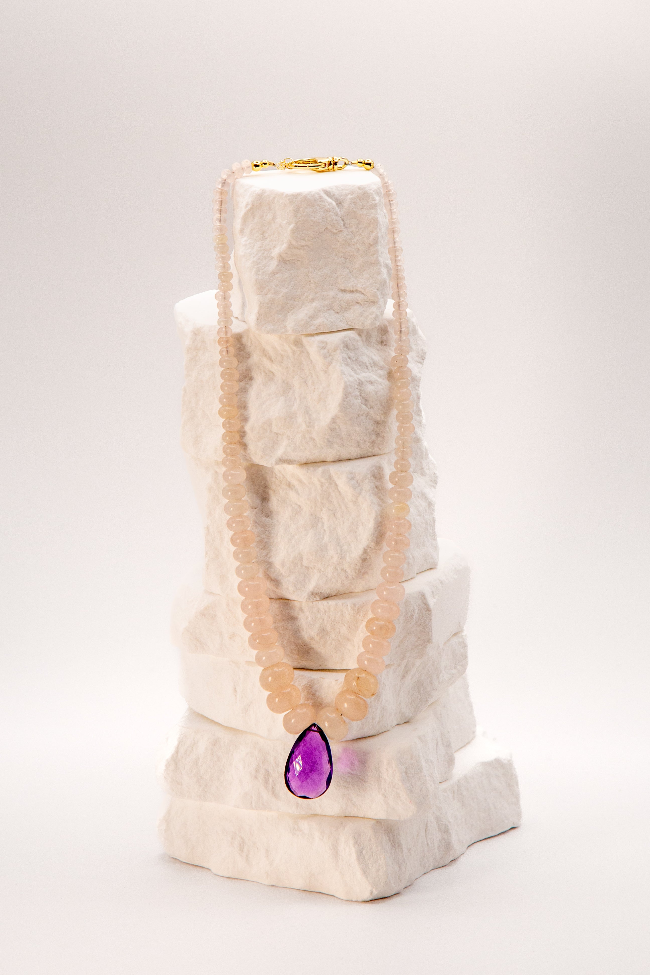 Amethyst Center Rose Quartz Necklace