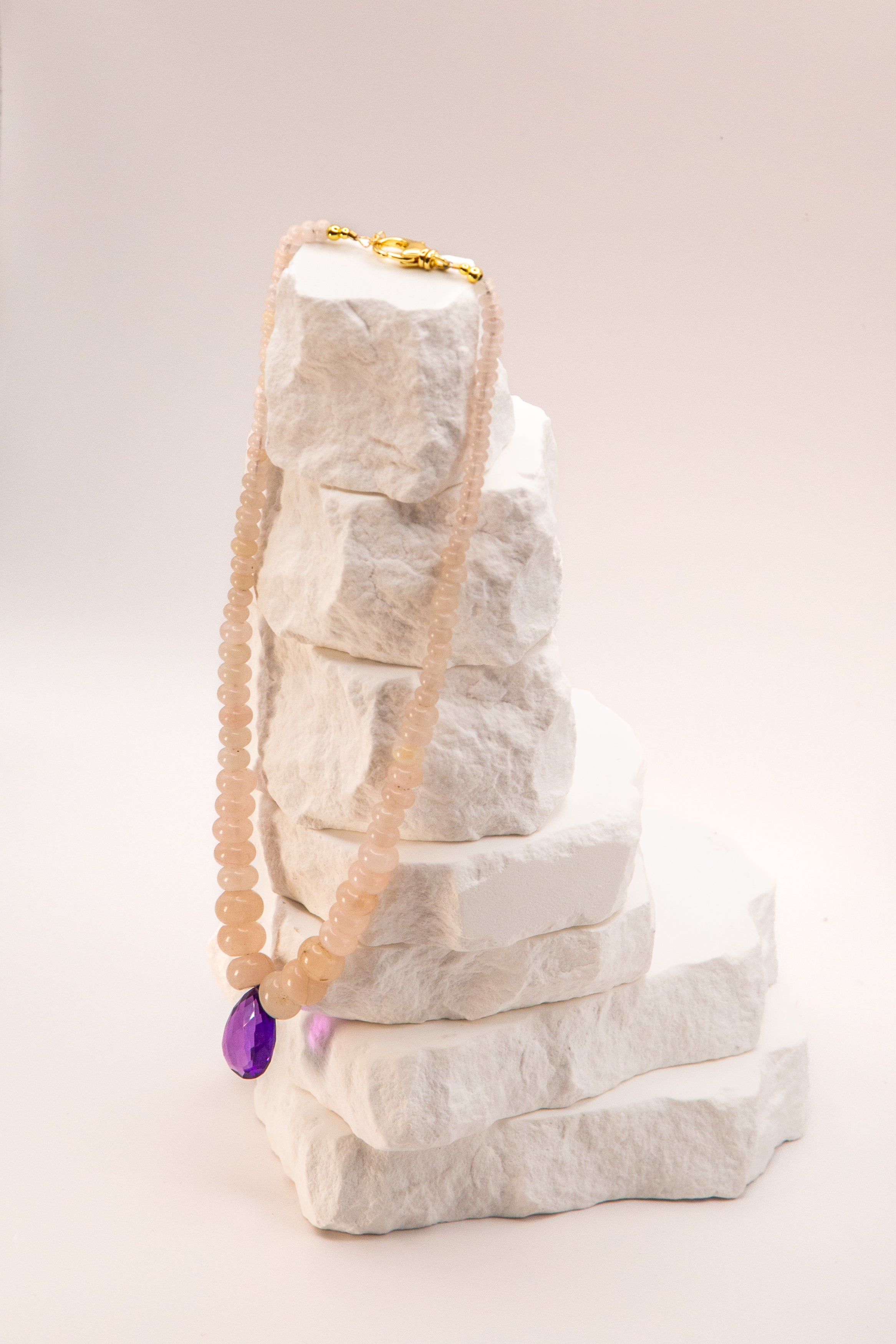 Amethyst Center Rose Quartz Necklace