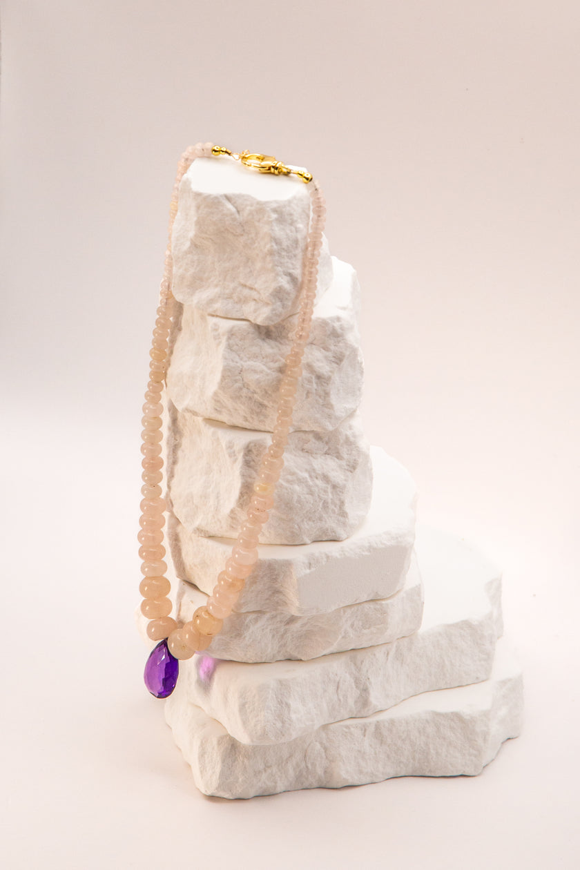 Amethyst Center Rose Quartz Necklace