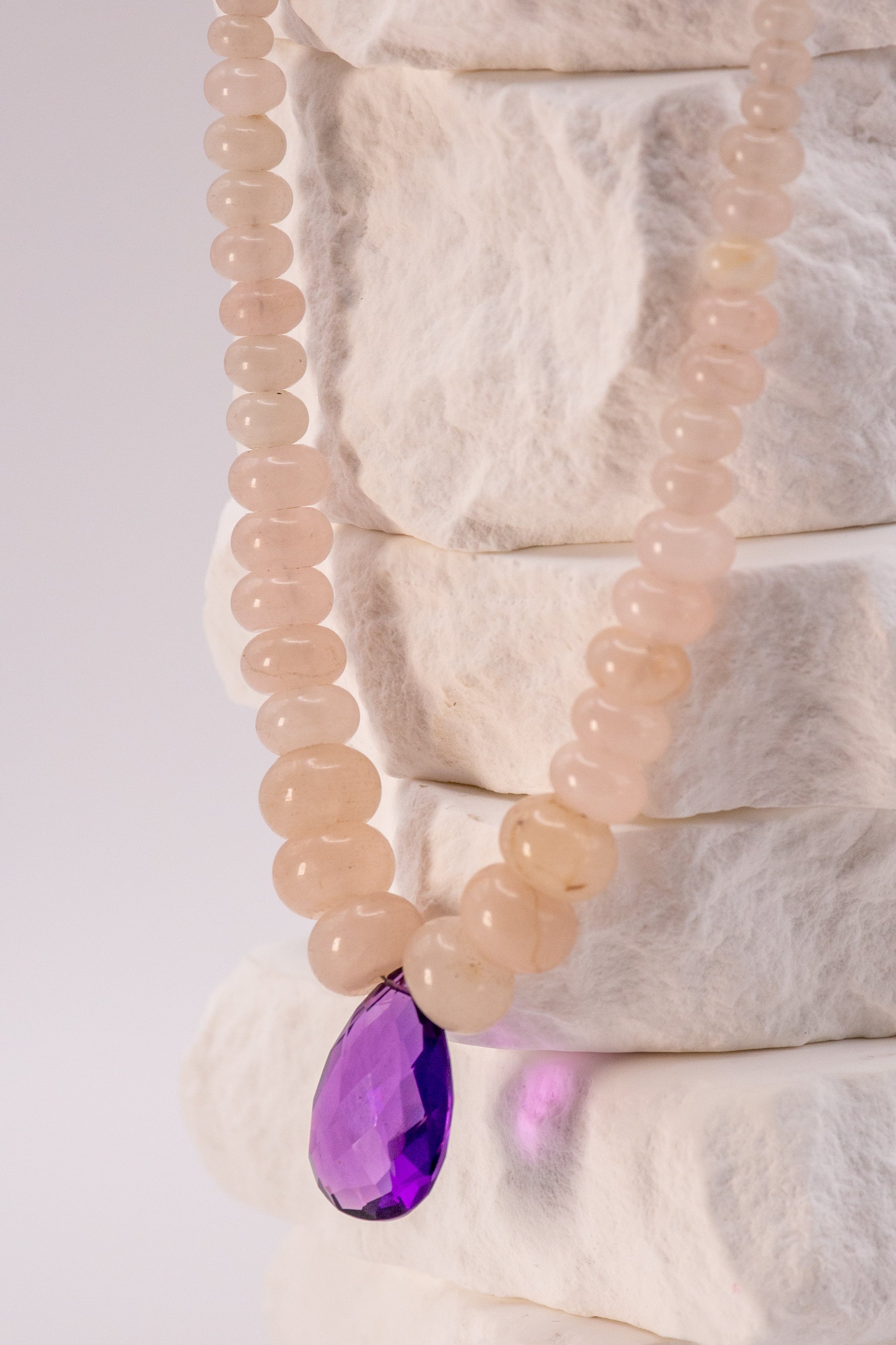 Amethyst Center Rose Quartz Necklace