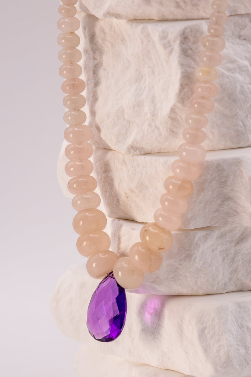 Amethyst Center Rose Quartz Necklace