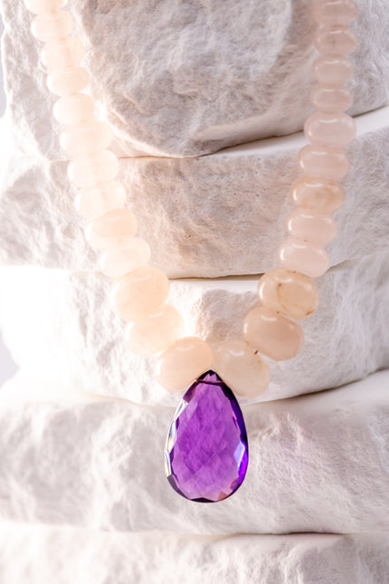 Amethyst Center Rose Quartz Necklace