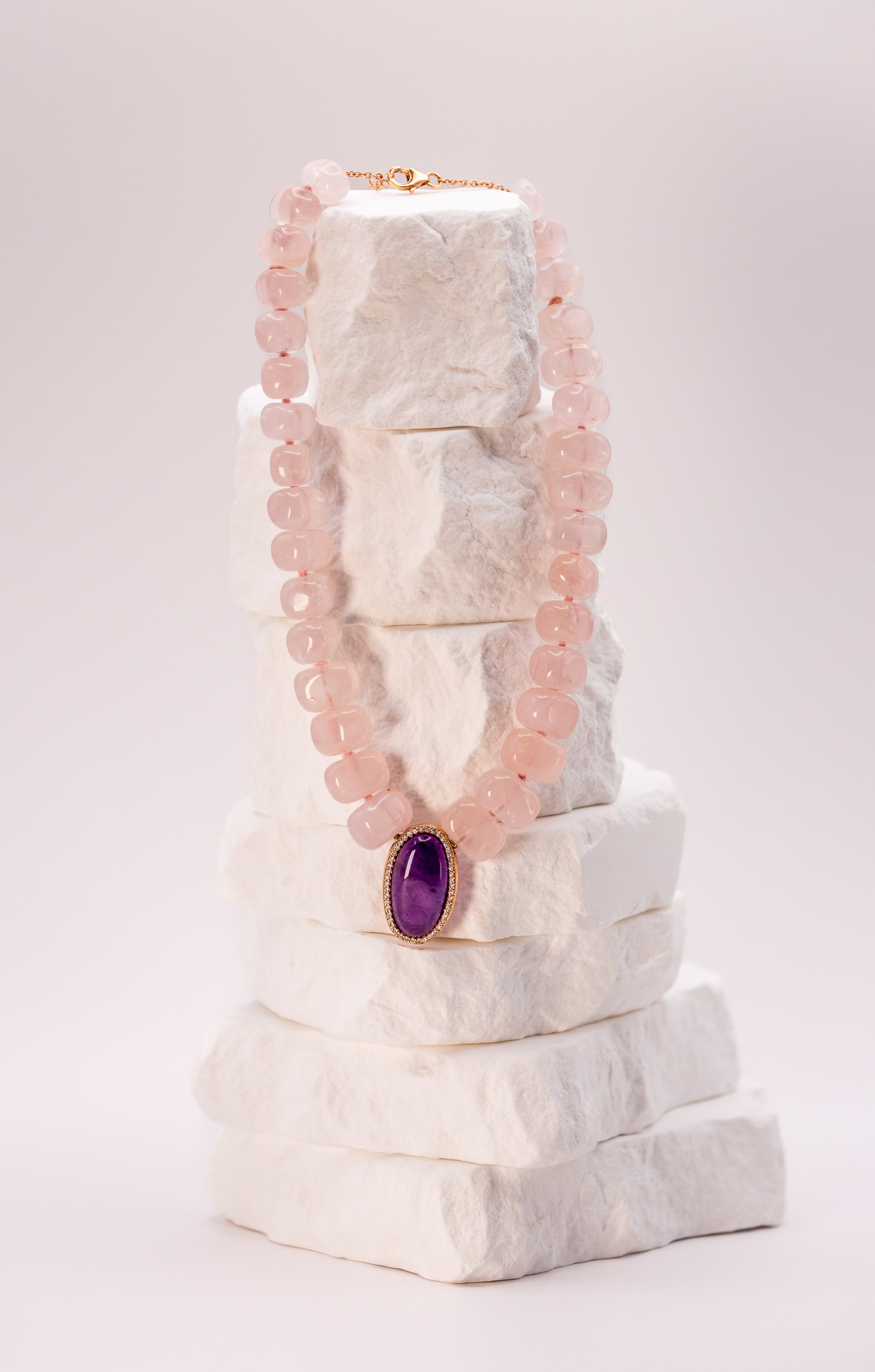 Amethyst & Diamond Center Necklace