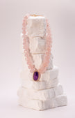 Amethyst & Diamond Center Necklace
