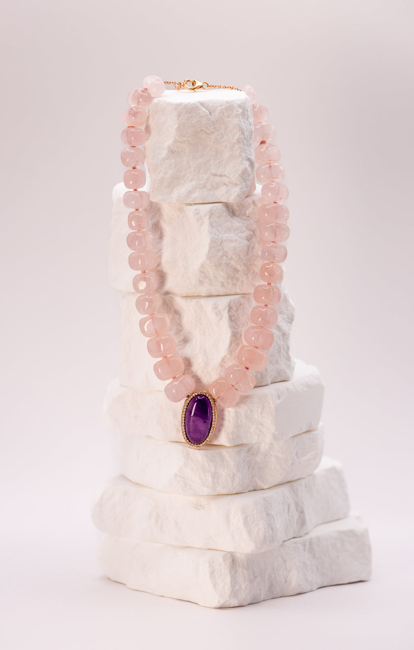 Amethyst & Diamond Center Necklace