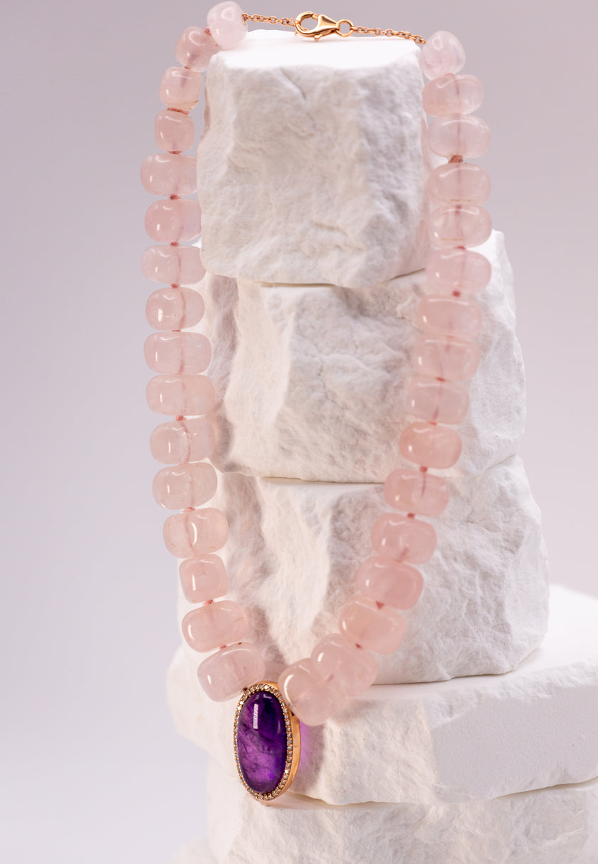 Amethyst & Diamond Center Necklace
