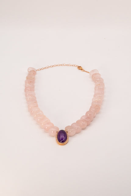 Amethyst & Diamond Center Necklace