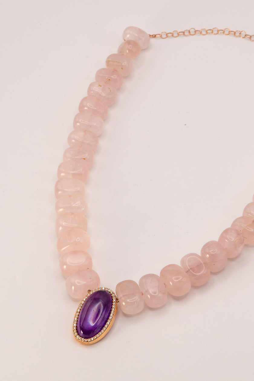 Amethyst & Diamond Center Necklace