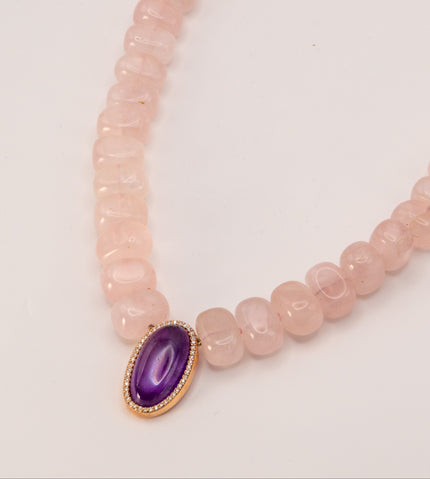 Amethyst & Diamond Center Necklace