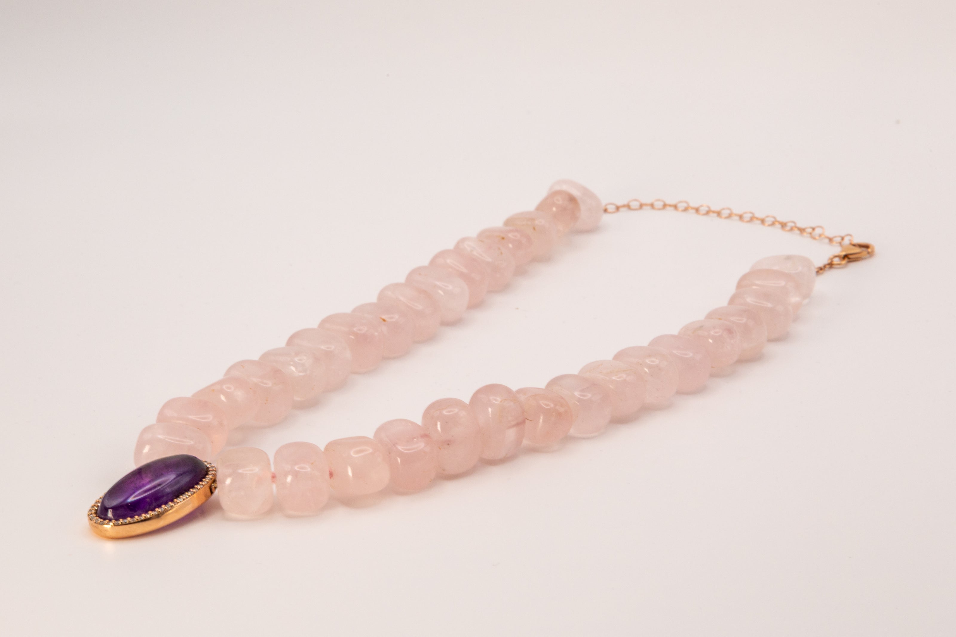 Amethyst & Diamond Center Necklace