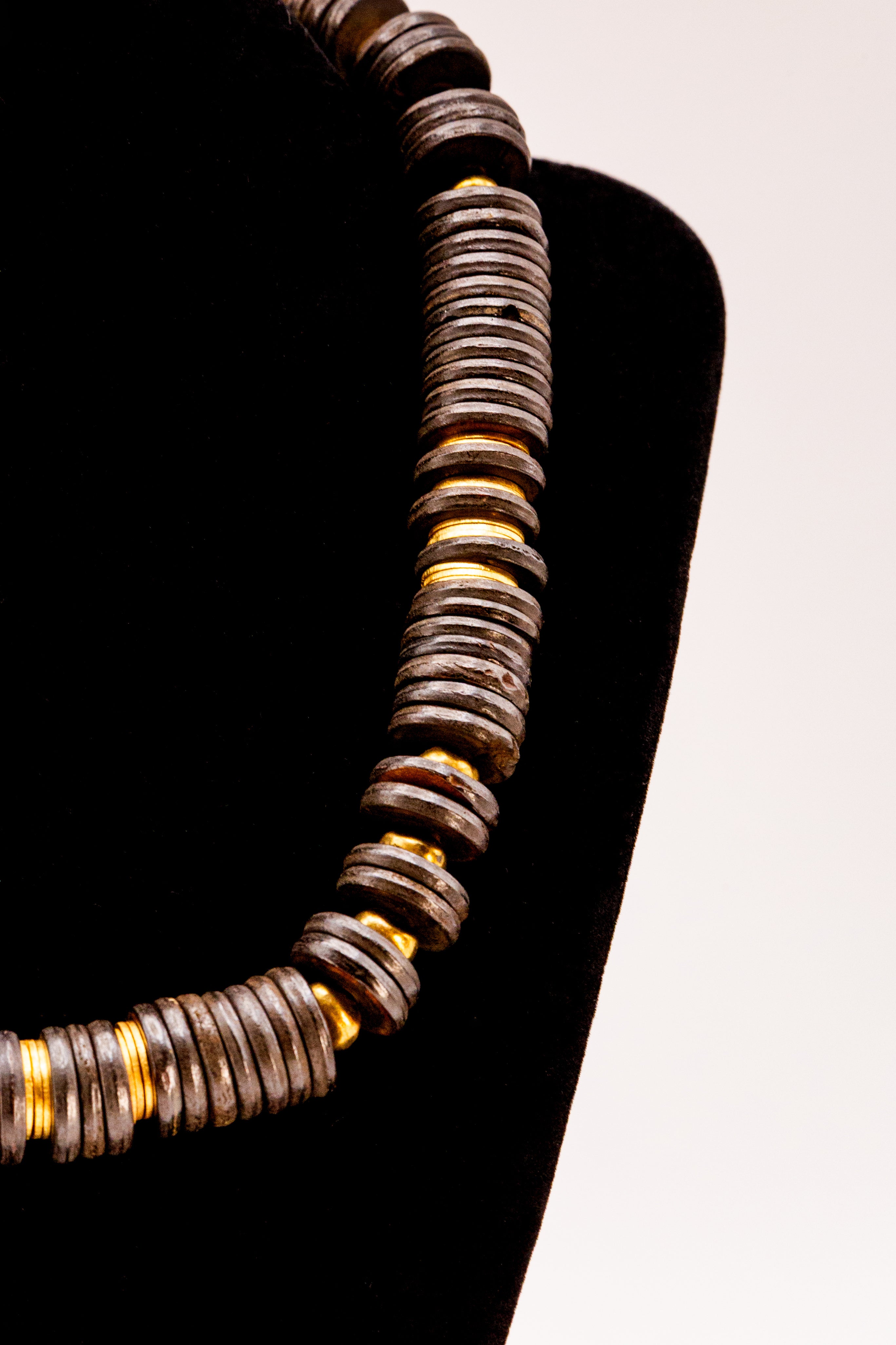 Gold & Black Heishi Necklace