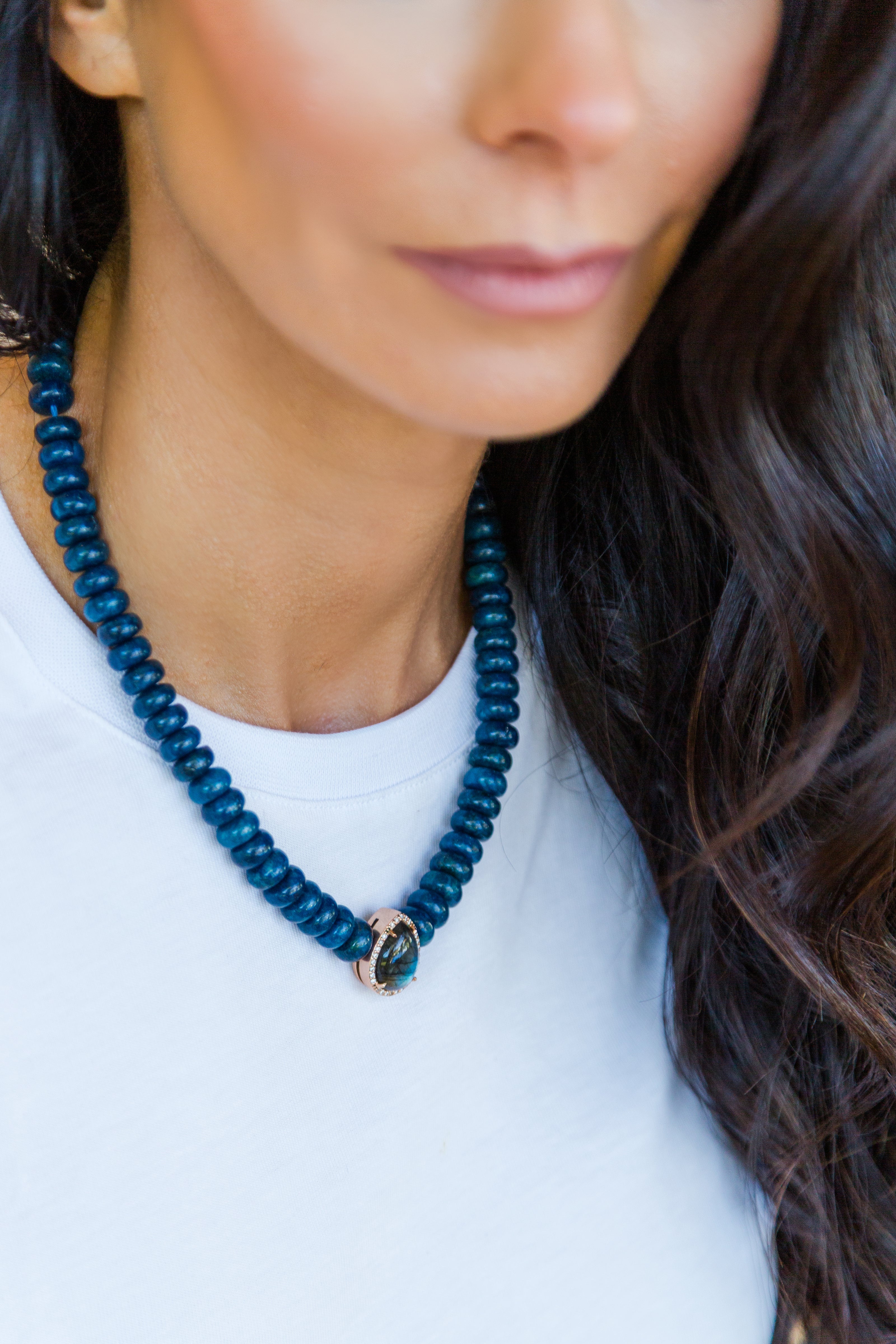 Labradorite and Diamond Center Necklace