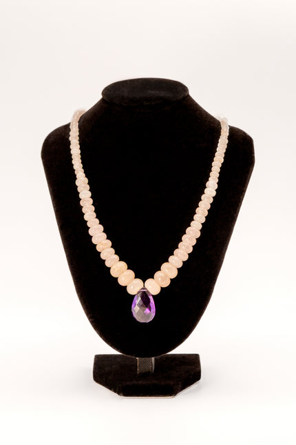 Amethyst Center Rose Quartz Necklace