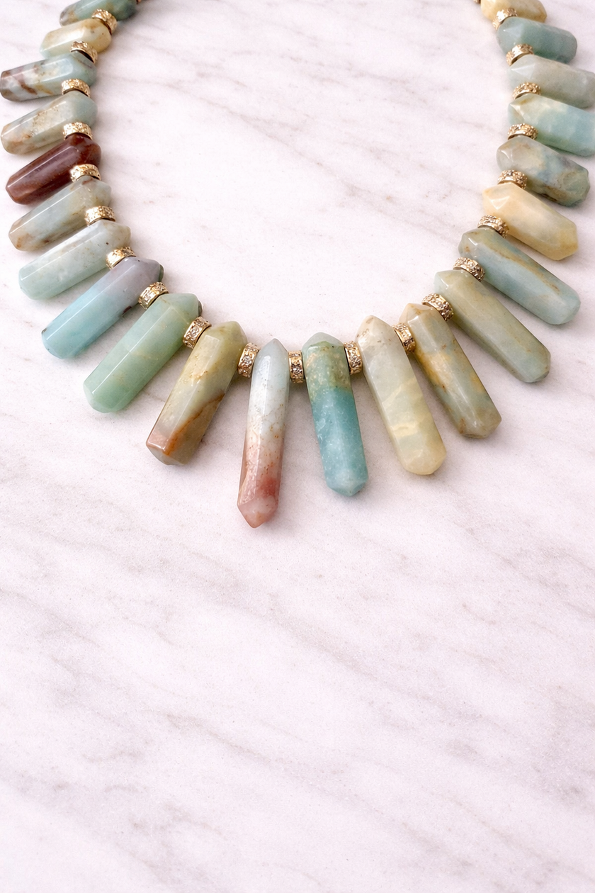 Medium Rainbow Amazonite Obelysk Necklace