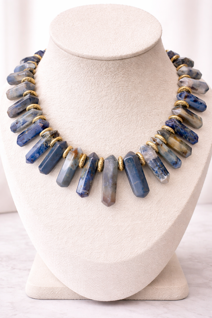 Large Lapis Lazuli Obelysk Necklace Graduated